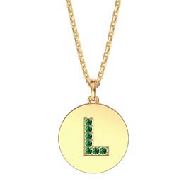 Charmisma Emerald Pave 18K Gold Vemeil Alphabet Pendant L