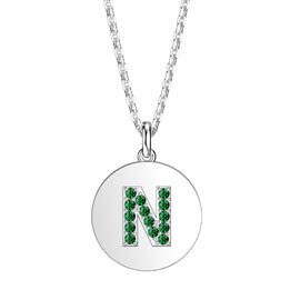 Charmisma Emerald Pave Platinum plated Silver Alphabet Pendant N