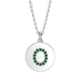Charmisma Emerald Pave Platinum plated Silver Alphabet Pendant O