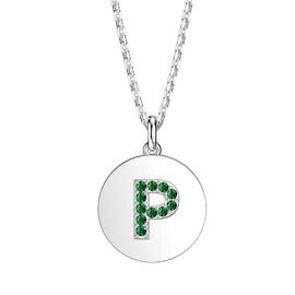Charmisma Emerald Pave Platinum plated Silver Alphabet Pendant P