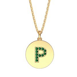 Charmisma Emerald Pave 18K Gold Vemeil Alphabet Pendant P