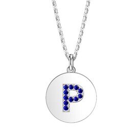 Charmisma Sapphire Pave Platinum plated Silver Alphabet Pendant P