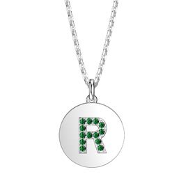 Charmisma Emerald Pave Platinum plated Silver Alphabet Pendant R