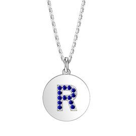Charmisma Sapphire Pave Platinum plated Silver Alphabet Pendant R