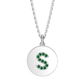 Charmisma Emerald Pave Platinum plated Silver Alphabet Pendant S