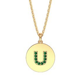Charmisma Emerald Pave 18K Gold Vemeil Alphabet Pendant U