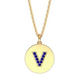 Charmisma Sapphire Pave 18K Gold Vemeil Alphabet Pendant V