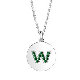 Charmisma Emerald Pave Platinum plated Silver Alphabet Pendant W