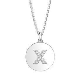 Charmisma Moissanite Pave Platinum plated Silver Alphabet Pendant X