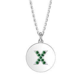 Charmisma Emerald Pave Platinum plated Silver Alphabet Pendant X
