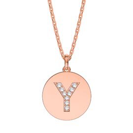 Charmisma Moissanite Pave 18K Rose Gold Vemeil Alphabet Pendant Y