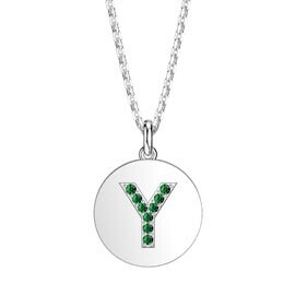 Charmisma Emerald Pave Platinum plated Silver Alphabet Pendant Y
