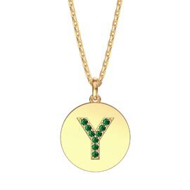 Charmisma Emerald Pave 18K Gold Vemeil Alphabet Pendant Y