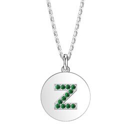 Charmisma Emerald Pave Platinum plated Silver Alphabet Pendant Z