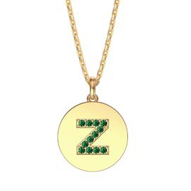 Charmisma Emerald Pave 18K Gold Vemeil Alphabet Pendant Z