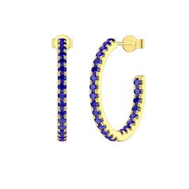 Eternity 1ct Blue Sapphire 18K Gold Vermeil Pave Hoop Earrings