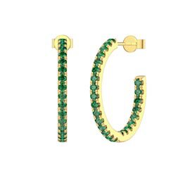 Eternity 1ct Emerald 18K Gold Vermeil Pave Hoop Earrings