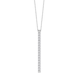 Eternity White Sapphire Platinum Plated Silver Line Drop Pendant Necklace
