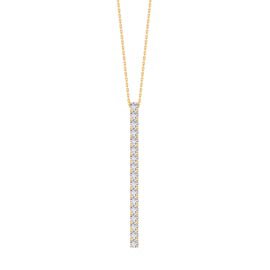 Eternity White Sapphire 18K Gold Vermeil Line Drop Pendant Necklace