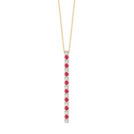 Eternity Ruby and White Sapphire 18K Gold Vermeil Line Drop Pendant Necklace