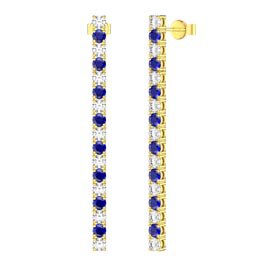 Eternity Blue and White Sapphire 18K Gold Vermeil Line Drop Earrings