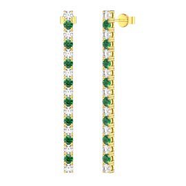 Eternity Emerald and White Sapphire 18K Gold Vermeil Line Drop Earrings
