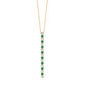 Eternity Emerald and White Sapphire 18K Gold Vermeil Line Drop Pendant Necklace