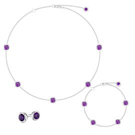 Amethyst By the Yard Platinum plated Silver Jewelry Set
