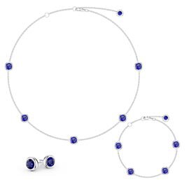 Sapphire By the Yard Platinum plated Silver Jewelry Set