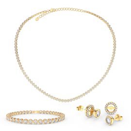 Infinity White Sapphire 18K Gold Vermeil Jewelry Set