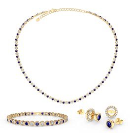 Infinity Blue and White Sapphire 18K Gold Vermeil Silver Jewelry Set