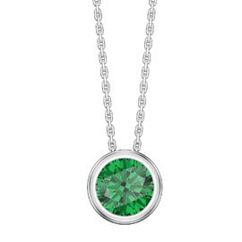 Infinity 1.0ct Emerald Solitaire Platinum plated Silver Bezel Pendant