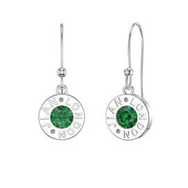 Charmisma Emerald Platinum plated Silver Dainty Drop Earrings