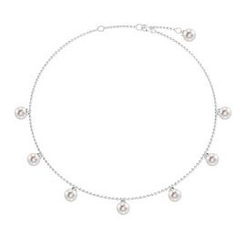 Venus Round Pearl Platinum plated Silver Drop Choker Necklace