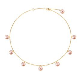 Venus Round Pink Pearl 18K Gold Vermeil Drop Choker Necklace