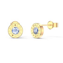 Charmisma Aquamarine 18K Gold Vermeil Dainty Stud Earrings