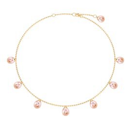Venus Pink Pearl 18K Gold Vermeil Drop Choker Necklace