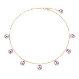 Venus Lilac Pearl 18K Gold Vermeil Drop Choker Necklace
