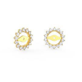 Fusion Lab Diamond 18K Yellow Gold Earring Starburst Halo Jackets