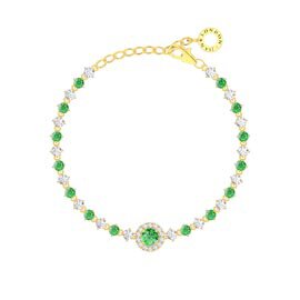 Fusion Emerald Halo 18K Gold Vermeil Tennis Bracelet