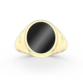 Onyx Oval 10K Yellow Gold Signet Ring