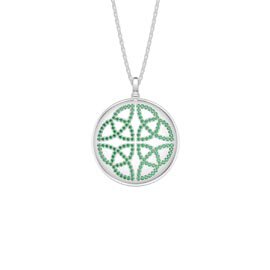 Charmisma Emerald Celtic Knot Platinum plated Silver Large Round Locket