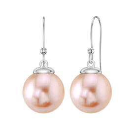 Venus Pink Pearl Platinum Plated Silver Drop Earrings 7.5 to 8.0mm