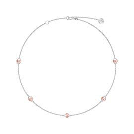 Pink Pearl By the Yard Platinum plated Silver Choker Necklace
