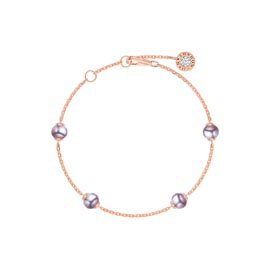Lilac Pearl and Diamond By the Yard 18K Rose Gold Bracelet