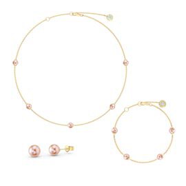Pink Pearl By the Yard 18K Gold Vermeil Jewelry Set