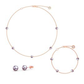 Lilac Pearl By the Yard 18K Rose Gold Vermeil Jewelry Set