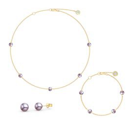 Lilac Pearl By the Yard 18K Gold Vermeil Jewelry Set