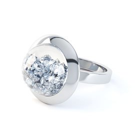 SnowDome 1.0ct Diamond Sapphire Dome 18K Gold Ring