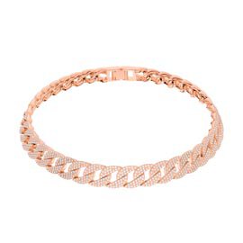 Infinity White Sapphire 18K Rose Gold Vermeil Silver Pave Link Choker Necklace